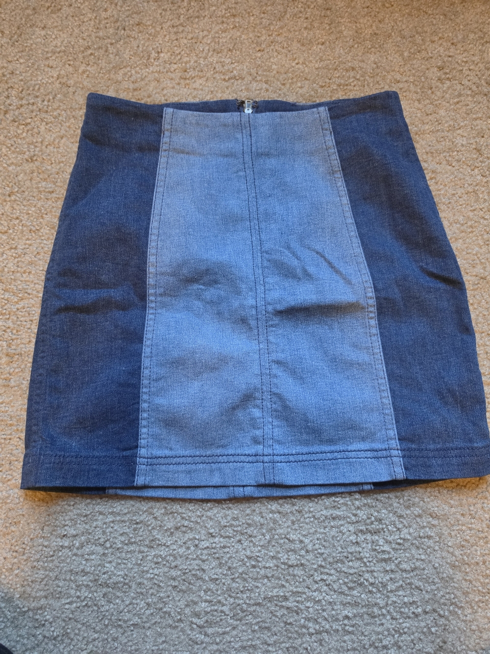 Free People Two-Tone Colorblock Denim Mini Skirt - Size 2